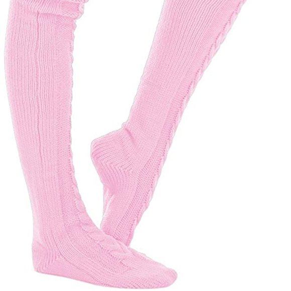 Knee High Socks Over The Knee Chunky Cable Knit Knee Highs Pink - Picture 13 of 15